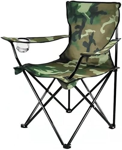 Klappbarer Campingstuhl Camping-Klappstuhl Mit Armlehnen, Tragbare Bank Für Angeln, Strand, Garten, Touristen-Lounge-Hocker Reisestuhl Faltstuhl Anglerstuhl ( Color : Camouflage , Size : 50*50*80cm )