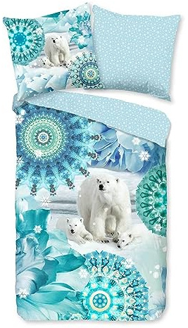Hip Flanell Bettwäsche Seppo Blue 1 Bettbezug 135 x 200 cm + 1 Kissenbezug 80 x 80 cm