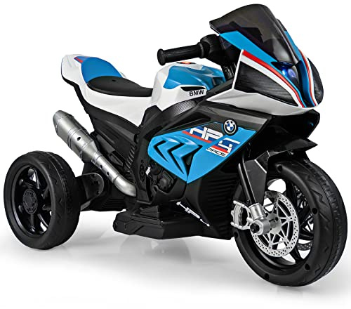 DREAMADE 6V Elektro Kinder Motorrad mit Scheinwerfer und Musik, Elektromotorrad mit 2 Stützrädern, Kindermotorrad bis 3km/h, Elektrisches Motorrad für Kinder ab 3 Jahre, bis zu 30 kg belastbar (Blau)