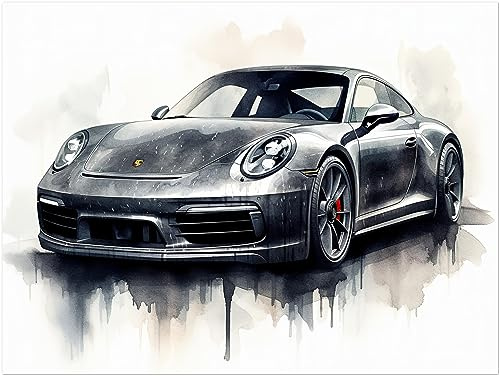 Generisch Auto Poster - Porsche 911 Carrera Sportwagen Kunstdruck Illustration Wandbild P248N (60x80 cm)