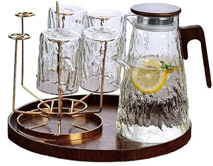 GRFIT Brocca Acqua Bollitore Freddo in Vetro di Grande capacità for Uso Domestico Bianco Freddo Set di Tazze for Acqua bollente teiera Caraffa Acqua (Color : A)