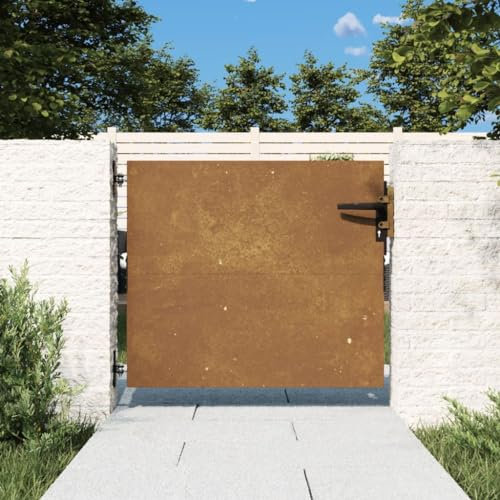 Homgoday Cortenstahl Gartentor mit Vollschutz - Rostig, 85x3x75cm, für Privatsphäre und Sicherheit Model153256
