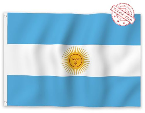 Aoihraan Bandera Argentina 180x300cm Doble Cara 100% Poliéster Color Brillante Celebración Al Aire Libre Bandera Argentina Jardín Familiar Decoración Bandera Nacional Con 2 Anillos Fuertes