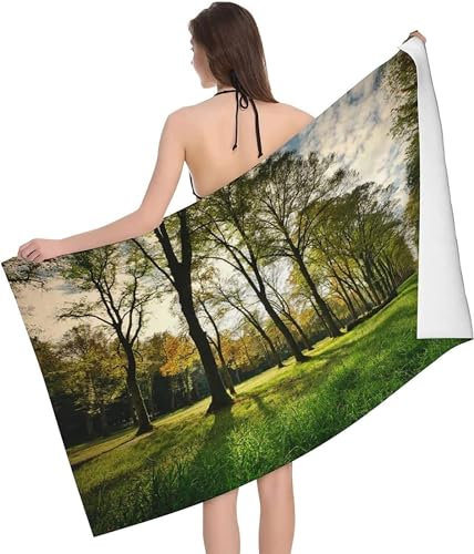 okoikfc 3D Strandtuch 200x200 cm Wald Badetuch Groß Wald Microfaser Handtücher Weich Schnell Trocknen Strandhandtuch Herren Frauen Badetücher, Strandtücher Strandlaken Handtuch A1785