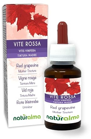 Vid roja (Vitis vinifera) hojas Tintura Madre sin alcohol Naturalma - Extracto líquido gotas 60 ml - Complemento alimenticio - Vegano