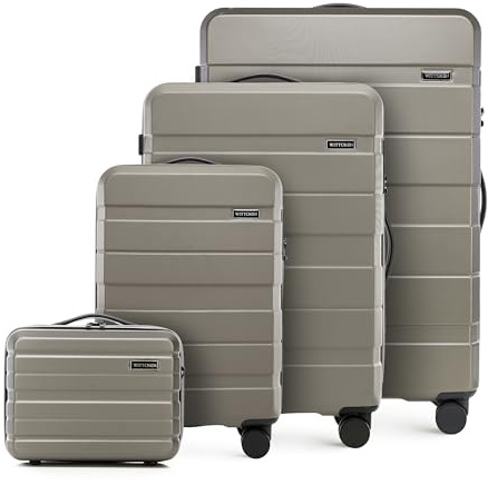 WITTCHEN COMODO Line Kofferset Reisekoffer Hartgepäck aus ABS TSA Schloss Größe Reisekofferset Gepäckset Handgepäck Set (S+M+L+Kosmetikkoffer) Gold