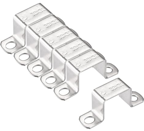 TA-VIGOR 6 Stück U-förmige Verbindungsklammer, 30mm x 30mm Edelstahl-Halterung Edelstahl-Rohrschelle, robuste Leitungsschellen für Türschließstange-Halter Strebe, Rohr Schlauch Drahtbefestigung