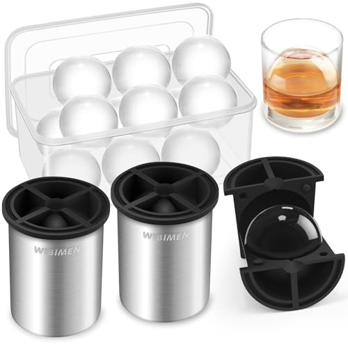 Large Clear Ice Mold, 2.5 Stainless Steel Ice Ball Maker, 2 Pack | Ice ball maker with clear ice mold creates slow-melting crystal-clear ice cubes for premium drinks and home bars.