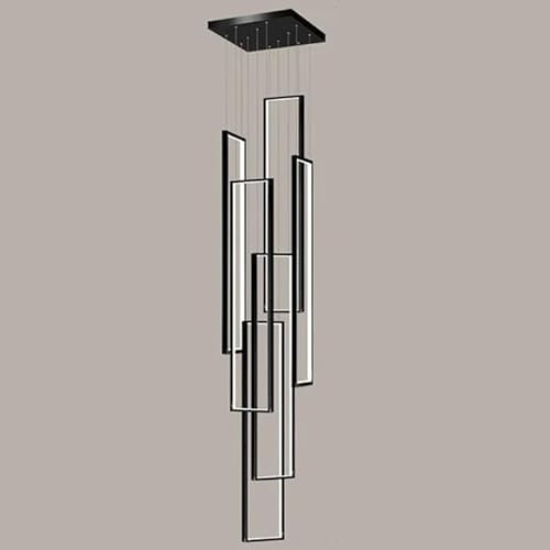 Sedtonmu Kronleuchter Modern LED Geometrie Treppenhaus Pendelleuchte Lampe Aluminium Hängelampe Dimmbar Wohnzimmer Xuanguan Schlafzimmer Esszimmer Hängeleuchte Mit Fernbedienung,6heads,100