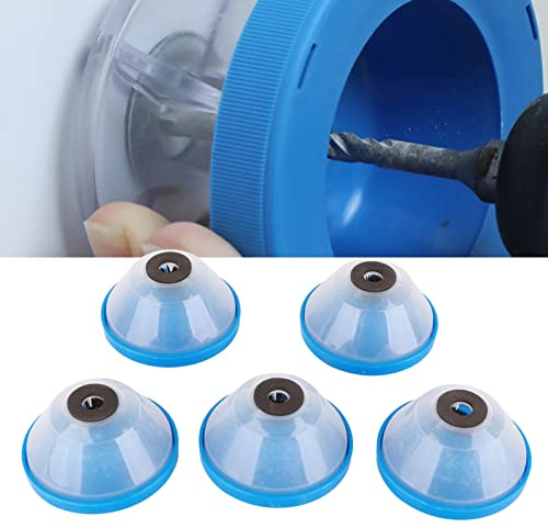 Drill Dust Collector, 5Pcs Drill Dust Bowl Abs Anti Vibration Electric Drill Dust Collector with Transparent Cover for Ceiling Home Use Blue Hole Saw Dust Bowl