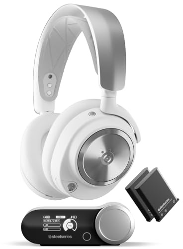 SteelSeries Arctis Nova Pro Wireless Multi-System Gaming Headset - Active Noise Cancellation - Infinity Power System - Gen 2 Mic - Compatible with: PC, Switch, Mobile - White (Renewed)