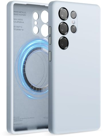 elago Kompatibel med Samsung Galaxy S25 Ultra, magnetiskt silikonfodral, MagSafe-tillbehör, skyddshölje, stötsäker, smal, reptåligt mjukt mikrofiberfoder