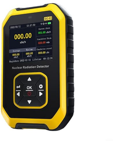 Zeroupshop Rilevatore portatile Geiger Contatore di radiazioni, rilevatore di radiazioni nucleari, allarme di dose personale, misuratore di radiazioni portatile (giallo)