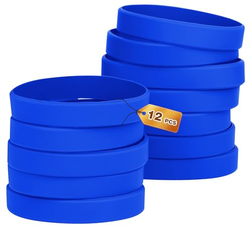 HONTIUS 12 pièces Bracelets en silicone, Clair Élastiques en Silicone 8''Bracelets en caoutchouc élastique pour Sport Homme Femme Adolescent Bleu
