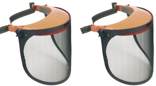 LoviStore 2 Pezzi Visiera Protettiva con Rete Metallica, Schermo Rialzabile, Calotta Maschera Protettiva, Elmetto Regolabile Protezione Integrale Viso Occhi, Sicurezza Lavoro Decespugliatore