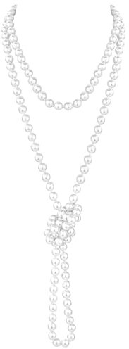 CYXZMYA 1 Stück Perlenkette,Perlenkette Damen,Imitation Perlen Lange Kette,Perlenkette weiß 180 cm,Dame Weiße elegante künstliche Perlen-Halskettenfür Damen Date Abend Party Abschlussball