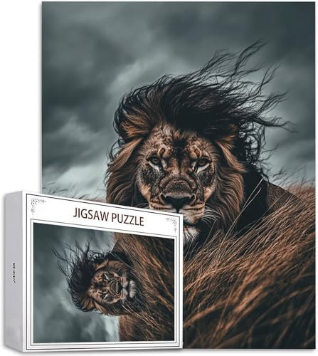 Puzzle 2000 Teile Löwe Puzzle Erwachsene, DIY Groß Puzzelmatten, Holzpuzzle für Erwachsene und Kinder ab 12 Jahren Wooden Jigsaw Wiese Geschicklichkeitsspiel für Die Ganze Familie, Geschenke D-897