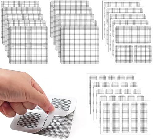 Kit Riparazione Zanzariere Professionale 20 Fogli/65 Pcs,Nastro Ripara Zanzariere Nastro Adesivo Invisibile in Fibra di Vetro per Finestre e Porte, Ripara Strappi Rapidamente con Toppe Impermeabili