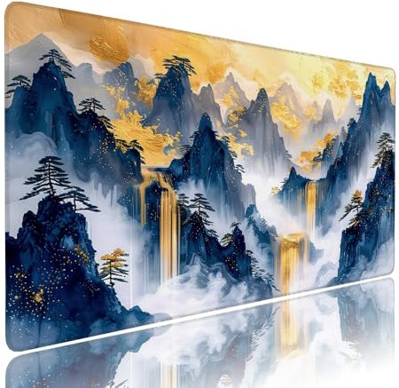 Tappetino Mouse Gaming xxl Accessori Scrivania Ufficio Blu Montagna Grande Tappetino Mouse e Tastiera Sottomano da Scrivania, Gaming Accessori pc 1200x600x3mm Base Antiscivolo, per PC Laptop d-829