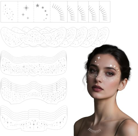 Sularpek 25 stycken glitter fräknar tatuering silver, glitter fräknar, festival fräknar, vattentäta ansiktsservetter för musikfestivaler och strandfester