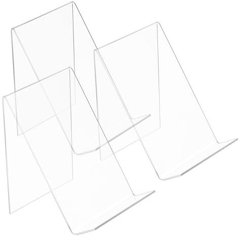 CLISPEED 3stücke Acryl Buchständer Transparent Dreieckiger Magazinhalter Stabile Aufsteller Für Bücher Broschüren Fotos Alben Leicht Tragbar Modernes Design