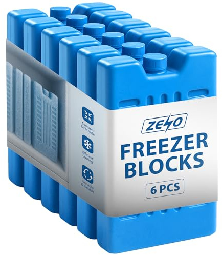 ZENO Freezer Blocks 6 Pack | Reusable Ice Pack | Ice Blocks for Cool Bags, Lunch Box, Travel, Picnic | Maintains Cold Temperature for Hours | Freezer Block for Food & Drink | Leakproof | Ultra Durable