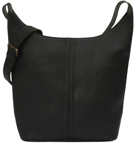 LECONI große Umhängetasche Damen Schultertasche praktische Ledertasche für Frauen Beuteltasche Vintage-Style Damentasche Shopper aus echtem Leder 34x34x11cm LE0055