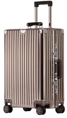 Aoun Aluminium Magnesium Legierung Handgepäck Trolley Koffer Mit Rollen, Aufgegebenes Gepäck Hartschalen Koffer Reisekoffer Aus Metall, Kabinenkoffer Rollkoffer Für Reisen Business (Grau, 74CM-116L)