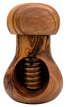 medina mood Nussknacker „Pilz“ aus Olivenholz – Handgefertigte Nussschraube, robust & nachhaltig, Küchenhelfer & Geschenkidee