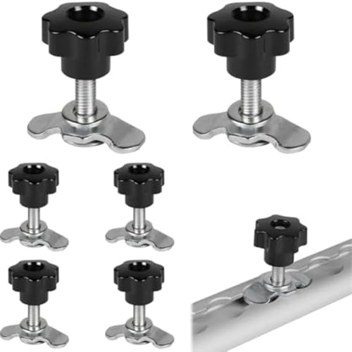 Homeponnew 6 connettori a vite M8 x 45 mm con dadi autobloccanti, raccordi terminali in acciaio zincato per camper, camper, rimorchi, per furgoni, piccoli camion, 11 x 10 x 5 cm, nero