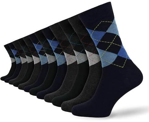 Socksmad Men’s 12-Pack Cotton-Rich Work Socks, UK Size 6-11, Soft, Breathable, Durable, Everyday Wear, Reinforced Heel & Toe, All-Day Comfort, Secure Fit, Odor Control, Stay Fresh (SM8626)