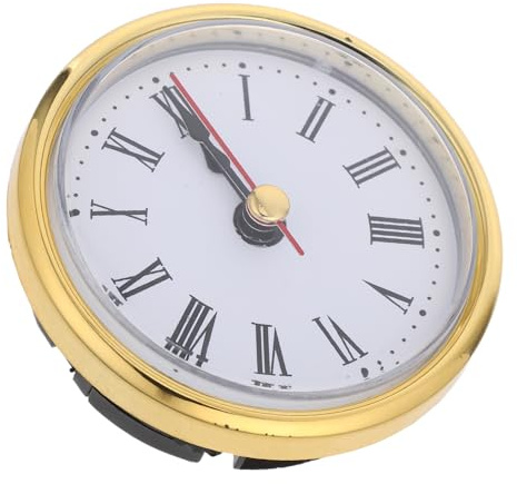 VALICLUD Runder Kleiner Quarz Uhrwerkeinsatz mit Goldrand Römischen Ziffern Analoge Uhr Ersatzteile für Kaminuhren Selbstgemacht Uhrwerk Zubehör Allgemein für Heim und Bürouhren