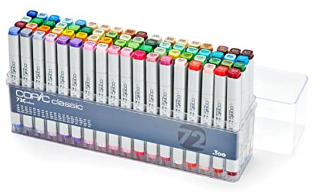 COPIC Classic Set 72 Colors C, 72er Set im Acryl-Display, Twin Marker mit einer mittelbreiten und einer feinen Spitze