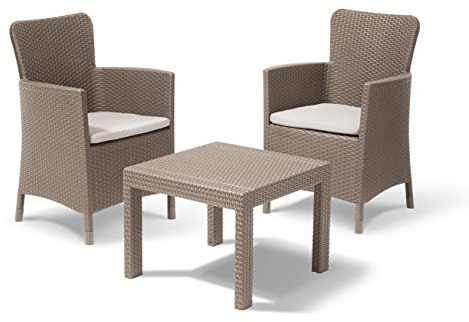 Keter Salvador Balcony Set, Set Mobili da Esterno 2 Poltrone e Tavolino Cappucino