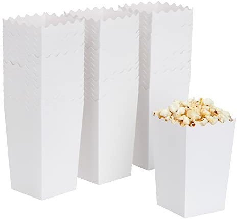 Blue Panda Popcorn-Boxen (100er Pack) - Für Popcorn und andere Snacks - Ideal für Filmabend, Geburtstag, Hochzeit, Mottoparty - Weiß, 590 ml, 8,4 x 14 cm