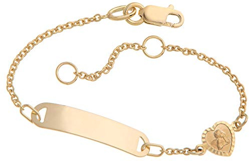 Barn/baby graveringsarmband mod IDBo-3 doparmband 375 guld längd från 12–16 cm inklusive gravyr, 12 centimeters, Gult guld
