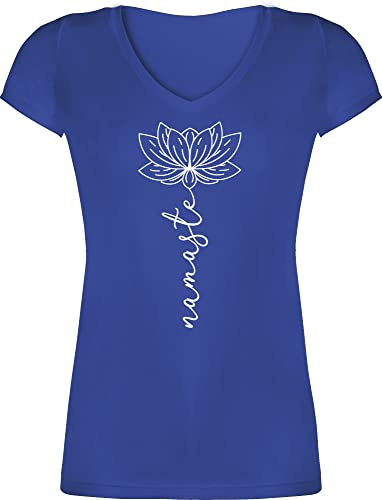 Shirtracer - T-Shirt Damen V Ausschnitt - und Wellness Geschenk - Namaste Lotusblüte Yoga Chakra