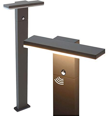 max K O M F O R T LED Standleuchte mit Bewegungsmelder Pollerleuchte Wegeleuchte 10W - 78cm hoch - warmweiß - Anthrazit 17504-800 (Pollerleuchte schwarz mit Bewegungsmelder)