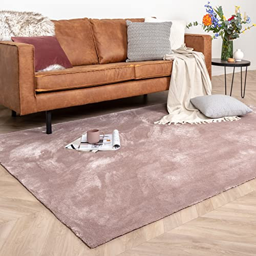 FRAAI | Home & Living Waschbarer Viskose Teppich - Vive Altrosa - Polypropylen - Kurzflor - Einfarbig - Waschbar in Waschmaschine - Modern - Wohnzimmer, Esszimmer, Schlafzimmer - Carpet