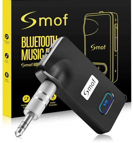 Smof Bluetooth 5.0-mottagare, Bluetooth-adapter för billjudsystem, hemmastereo, högtalare, trådbundna hörlurar, handsfree, ljudadapter med mikrofon, 2 anslutning
