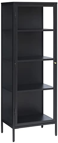 möbelando Vitrine Carmel aus Metall in schwarz. Abmessungen (B/H/T) 57x160x40 cm
