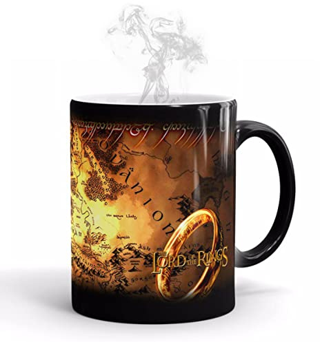 Ariycaz Tasses à café,Le Seigneur des Anneaux Tasses à café thermosensibles en céramique Tasse magique Parfait cadeau de nouveauté/cadeau de père 350 ml (12oz)