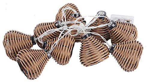 Tyenaza 10 Uds Lámparas de Ratán, Luces LED de Hadas de Ratán, Luces de Cadena de Luces de Mimbre, Decoración del Hogar para Bodas, para Habitación Mesa Estante Patio Cafetería Fiesta(5,5 x 5,5 x6 cm)