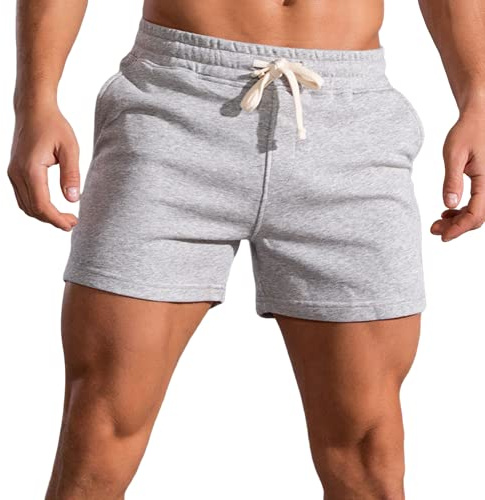 Pantalones Cortos para Correr de 3 Pulgadas para Hombre、Pantalones Cortos para Entrenamiento de Gimnasia、Pantalones Cortos para Culturismo、Pantalones Cortos Deportivos algodón /polyester 01 Gris L