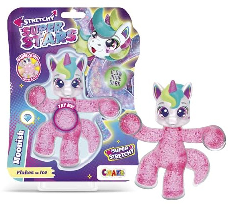 CRAZE Superstars Stretchy Moonish – Stretchig Samlarfigur Månfigur med Slime för Barn, Jumbo, 6 att samla