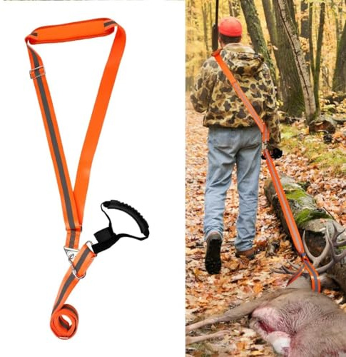 lasuroa Jagd Seil Hirsch, Schleppgurt Hirsch Schwerlast Jagd Zubehör Reflektierend Jagd Schleppseil Länge Verstellbar mit Griff Jagdzubehör Ziehen Sie das Zugseil für Jäger