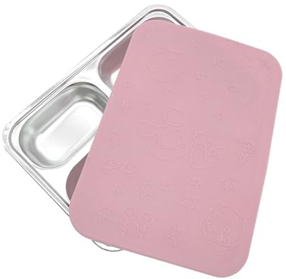 soulnioi Lunch Box Bento Box for Kids, Stainless Steel Cute Lunch Box for Childcare &School Lunch Box, Food Container 4 Compartments (Pink)