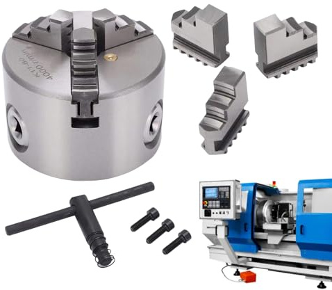 Mandrins de Tour Avec Clé en T et Adaptateur en à 3 Mors | Mandrins de Tour à Haute Précision de 80 mm pour Routeuse Graveuse Imprimante 3D Centre d Usinage Travail du Bois Perçage