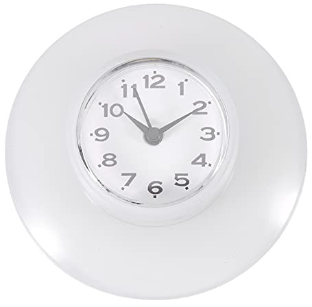 NOENNULL 3,3 Zoll Wanduhr, wasserdichte Badezimmer-Duschuhr mit Saugnapf WC, Küche, Schreibtisch & Wand (Weiß)