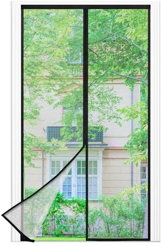 Fliegengitter Balkontür Magnet, 80 * 220cm Stärkere Magneten Fliegengitter Tür,3.8cm Breites Klettband, Fliegengittertüren Ohne Bohren, Insektenschutz Balkontür, Für Balkontür/Terrassentür, Schwarz | MagnetSchließen Von selbst, Klettstreifen an der Oberseite des Fliegengitter ist Verbreitert auf 3,8CM
